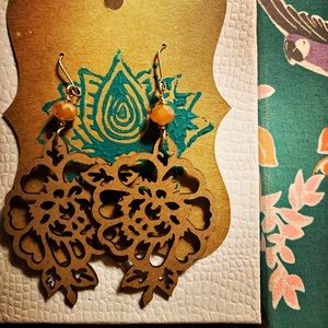 Wood laser cut Flowers earrings